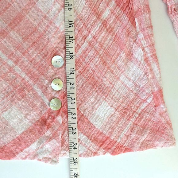 Habitat Clothes to Live In Pink Plaid Linen Blend Women's LG Pullover Top - Picture 8 of 8